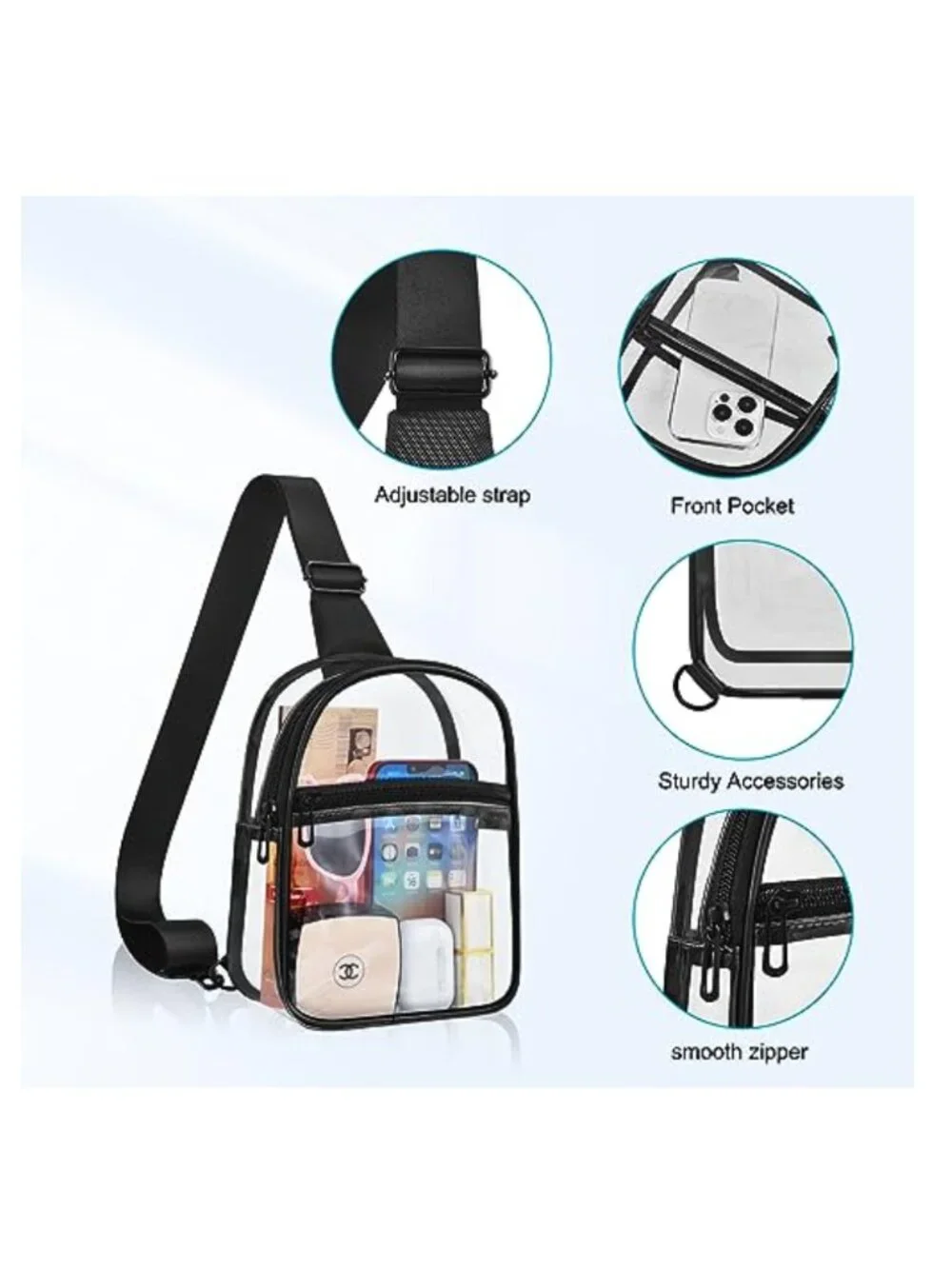 Clear Crossbody Bag Stadium Approved PVC